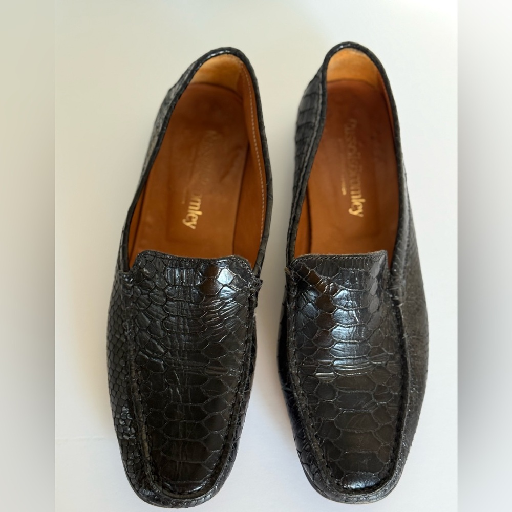 Russell & Bromley Mikey Classic Black Crocodile Pattern Loafers
